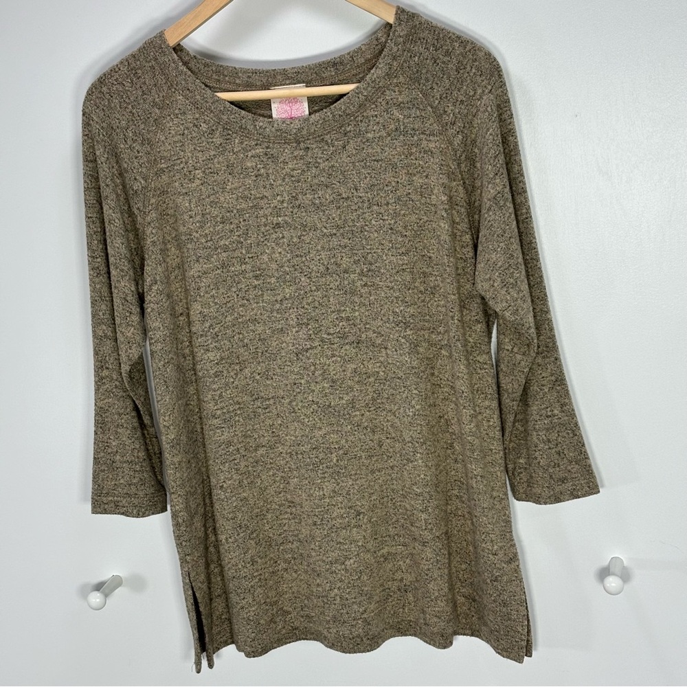 5/$50 Freeloader Women's Tan Knit Round Neck Tunic Top Small Relaxed Fit